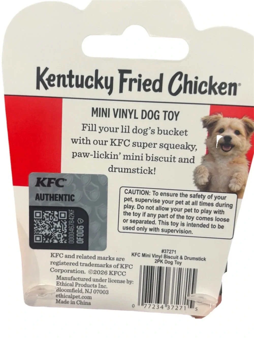 KFC Mini Vinyl Fried Chicken & Biscuit Dog Toy - Orange & Yellow NEW